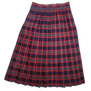 Vintage long plaid pleated wool school girl skirt size 12.
